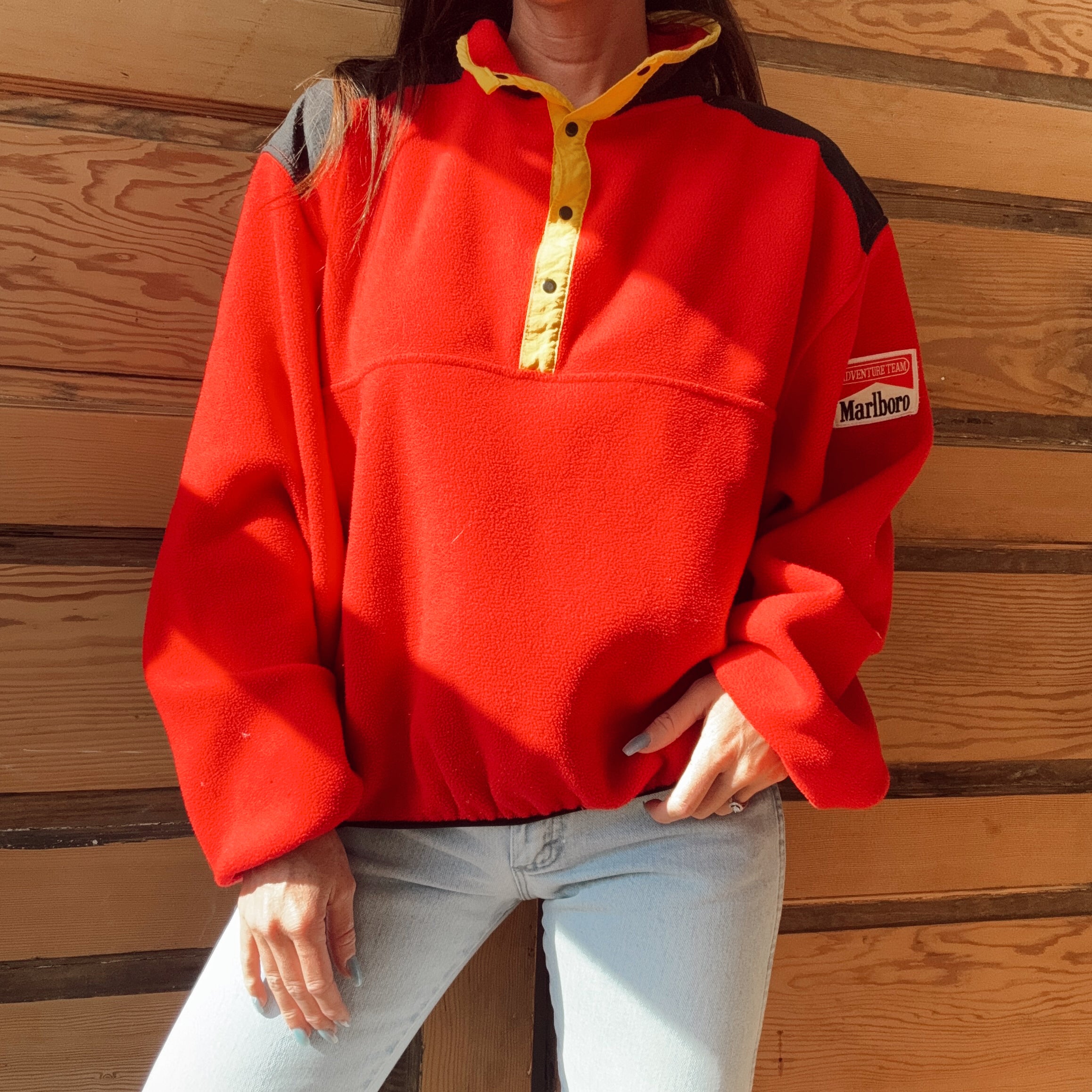 Vintage 90s Marlboro Fleece Snap