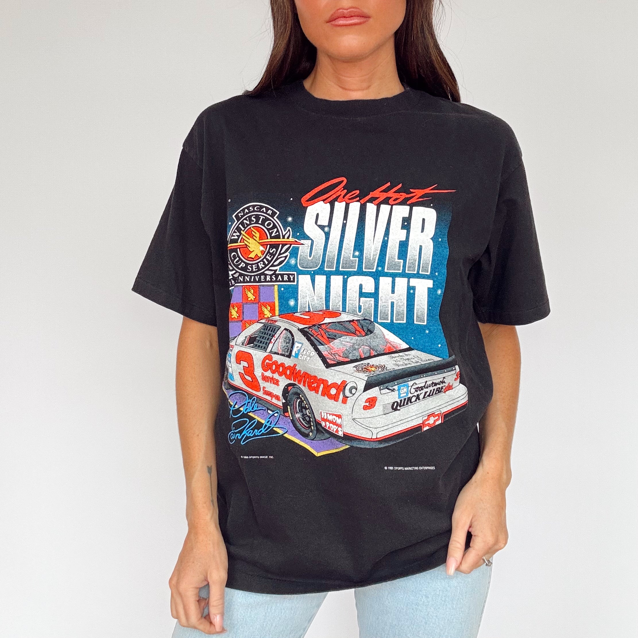 Vintage 90s Dale Earnhardt Silver Night Tee