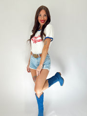 Retro American Woman Ringer Tee