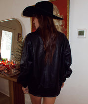 Retro Midnight Leather Bomber Jacket