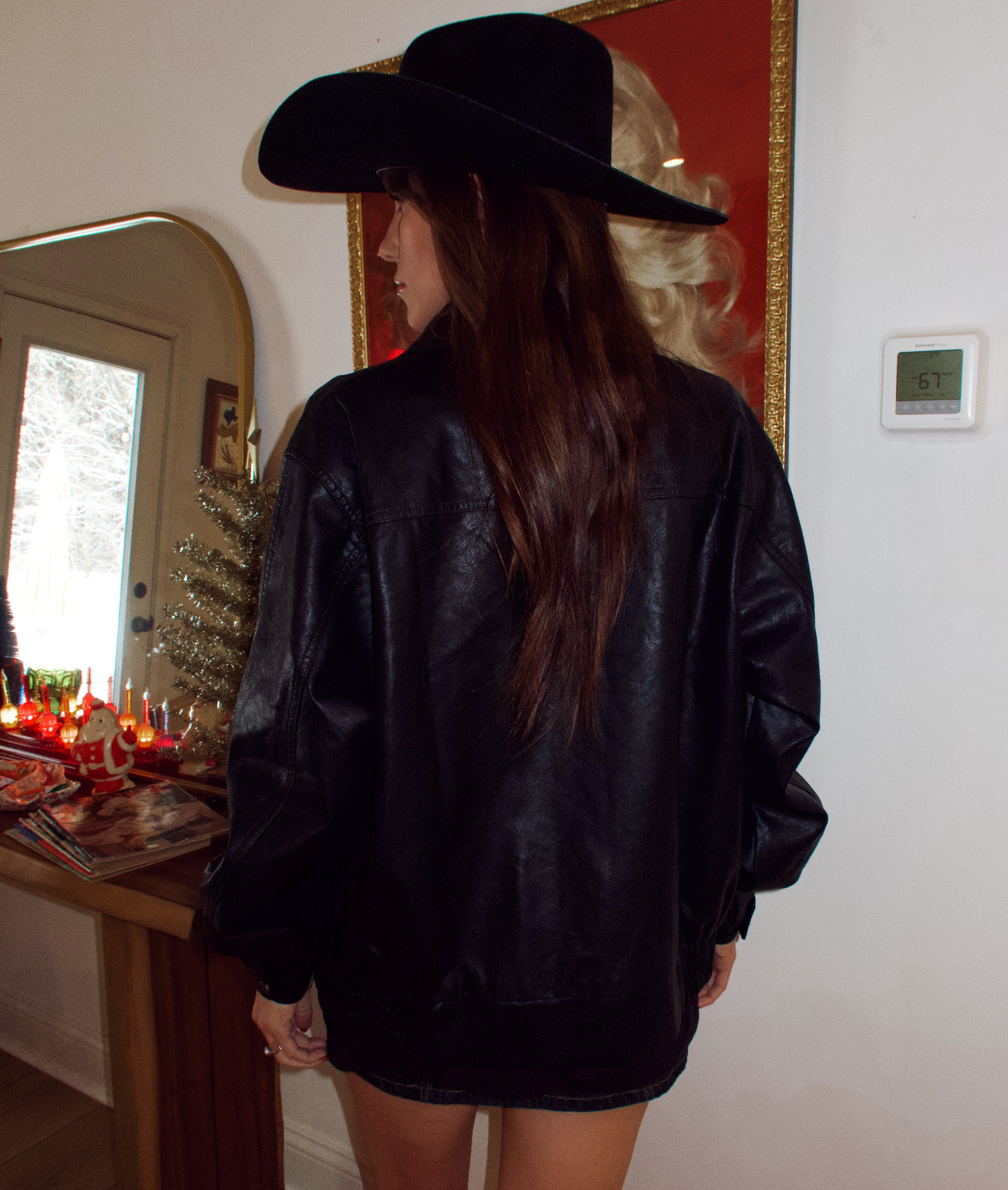 Retro Midnight Leather Bomber Jacket