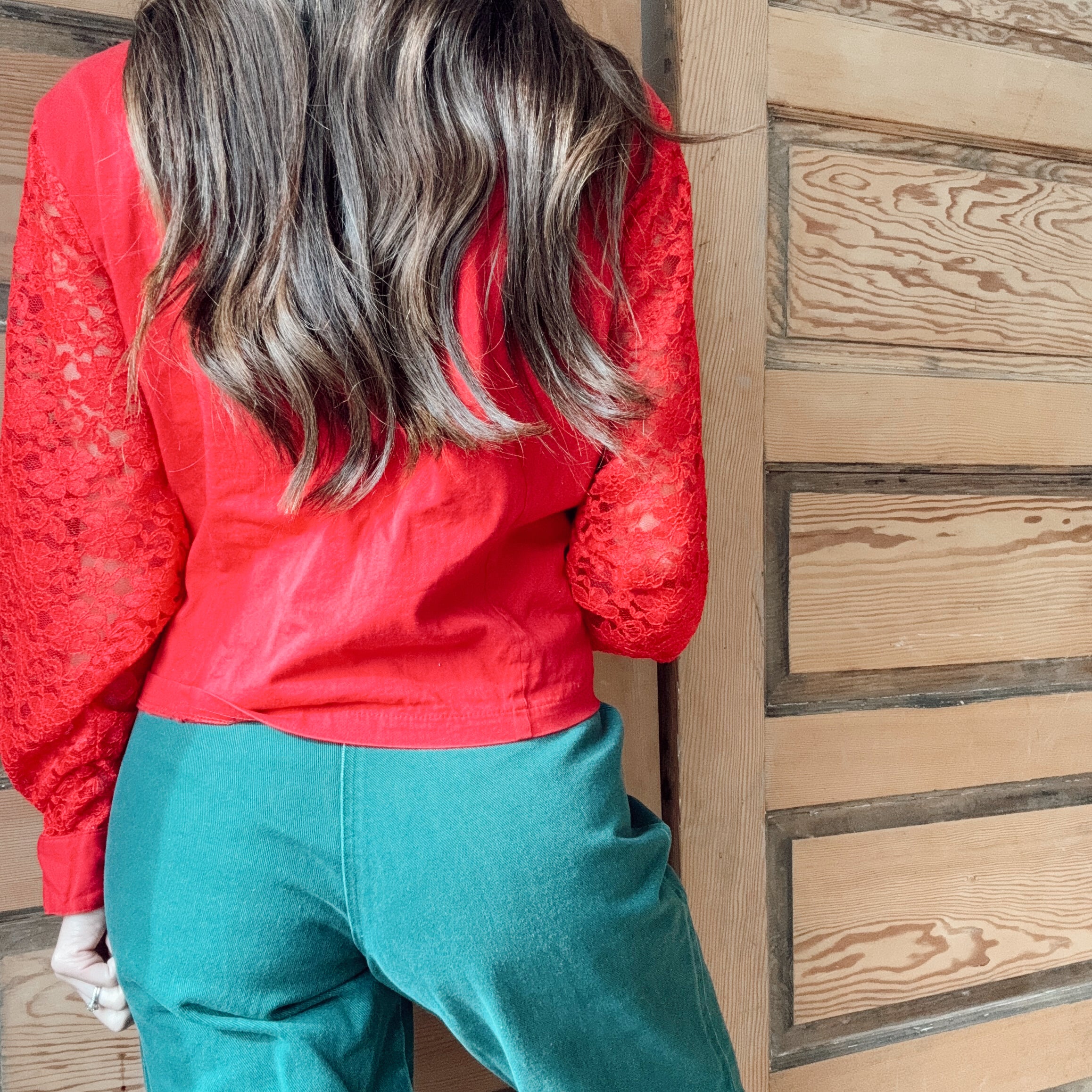 Vintage 90s Western Red Lace Fringe Top