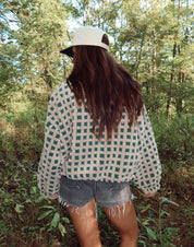 Green Checkered Sherpa Jacket