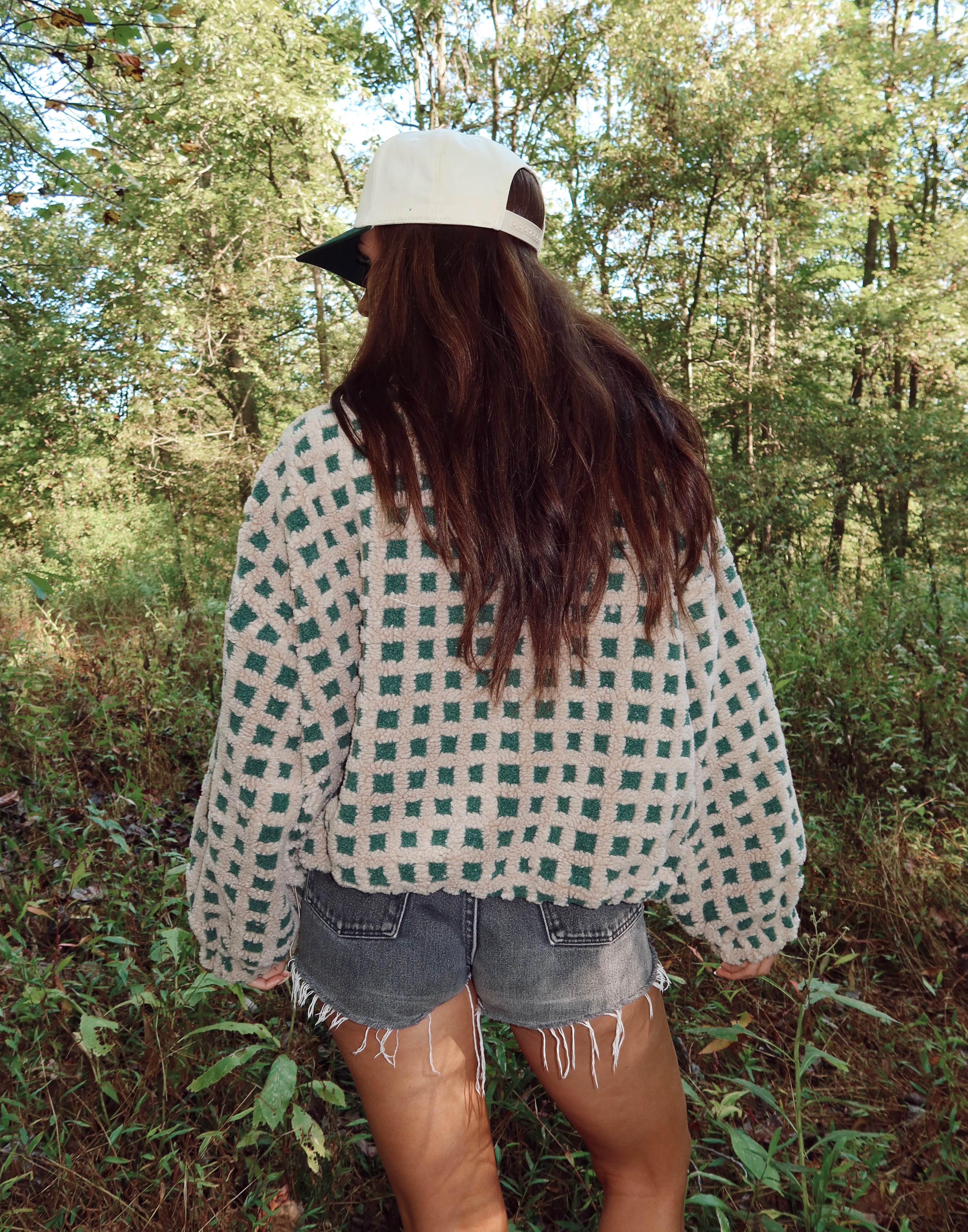 Green Checkered Sherpa Jacket