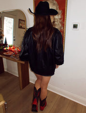 Retro Midnight Leather Bomber Jacket