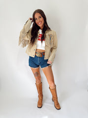 Vintage Western Leather Fringe Concho Jacket