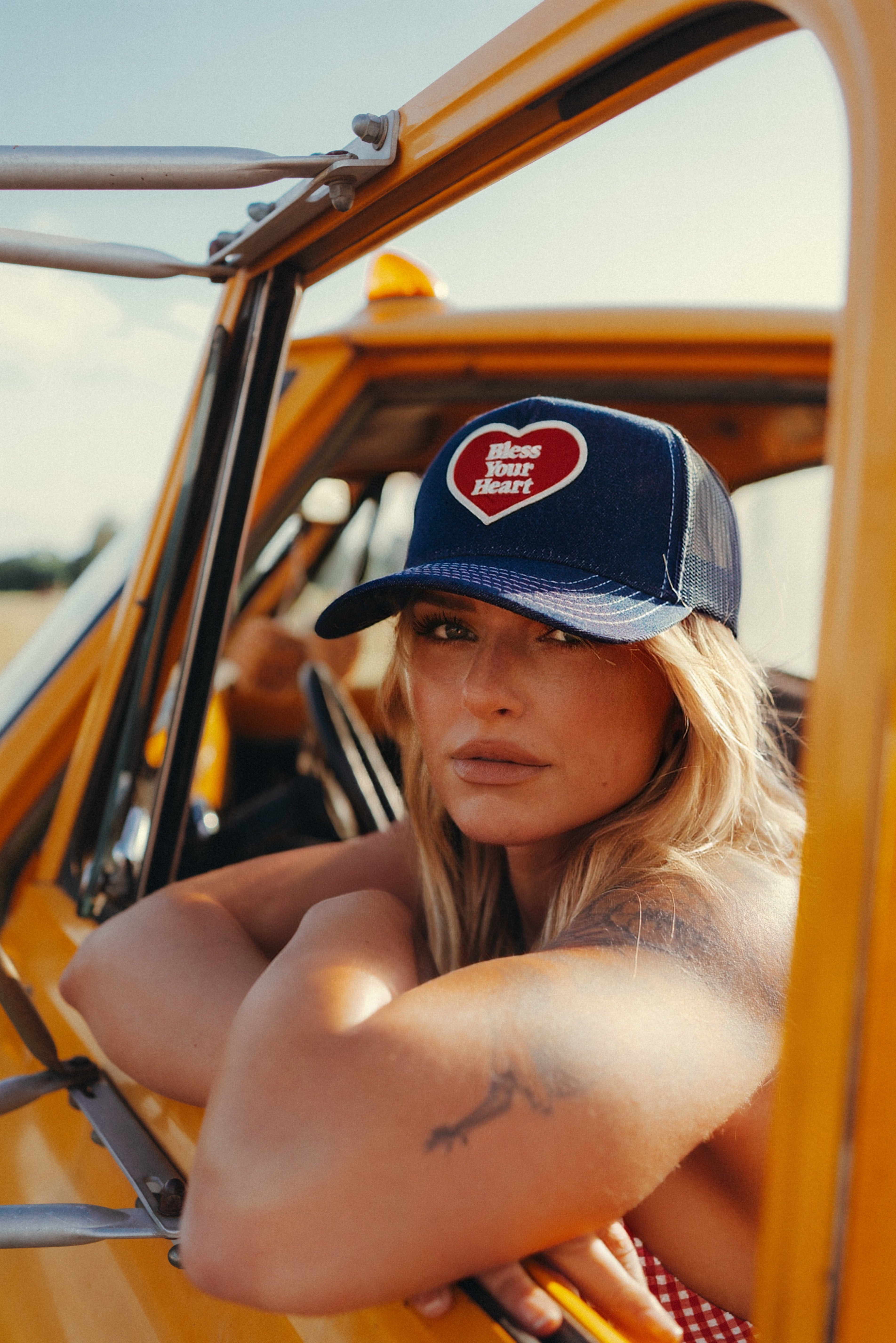 Bless Your Heart Patch Denim Trucker Hat
