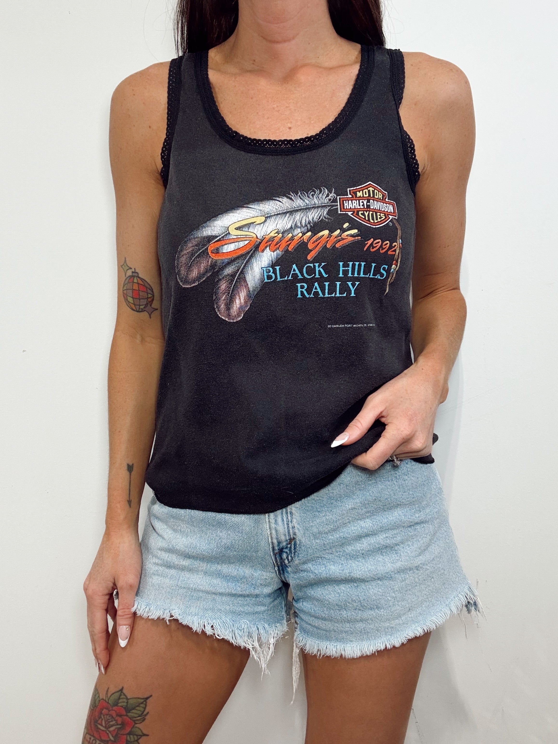 Vintage 90s Sturgis Black Hills Rally Lace Tank