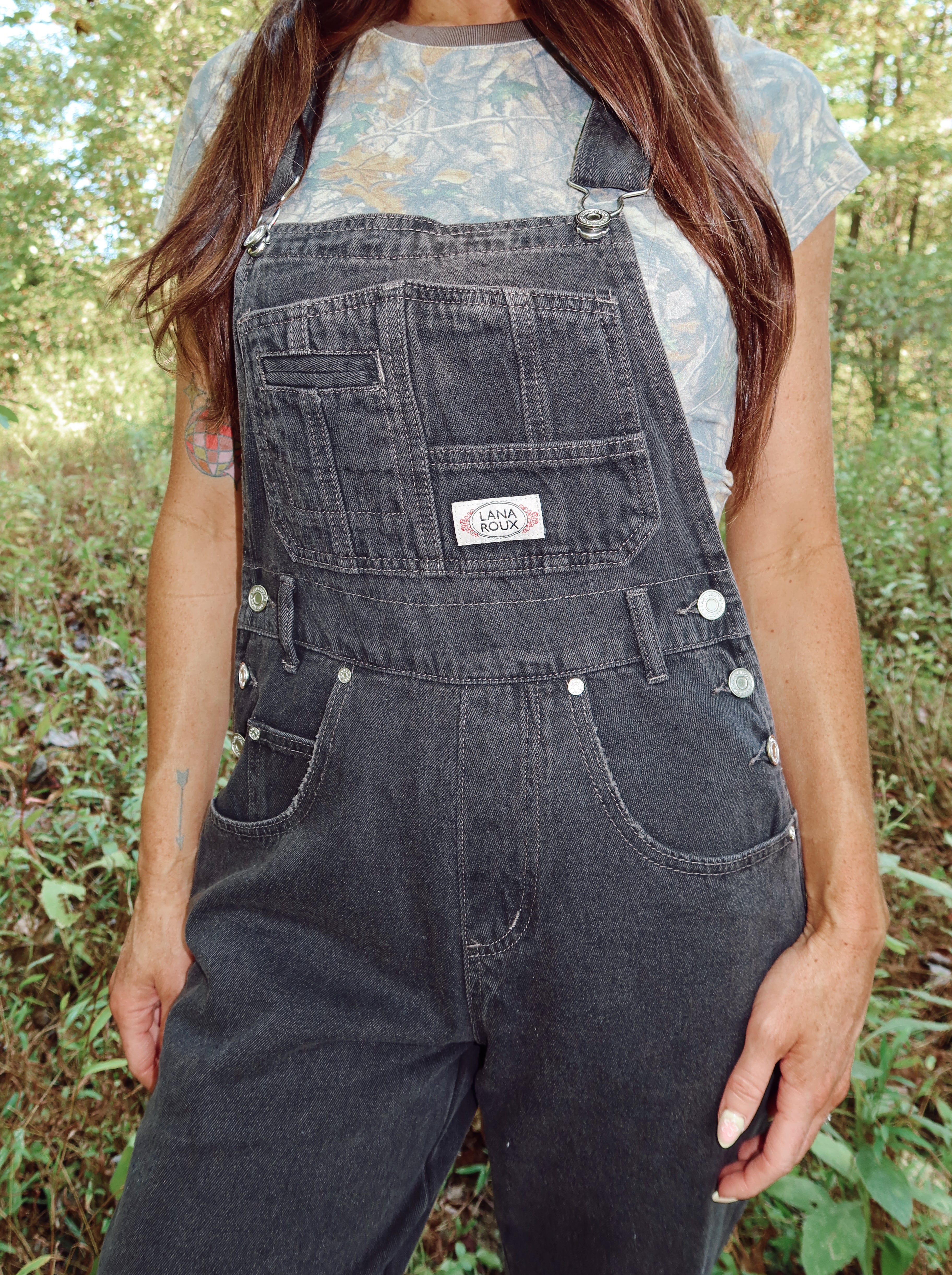 Black Denim Overalls