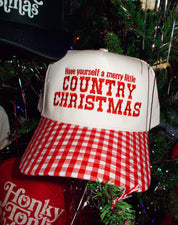 Country Christmas Trucker Hat Red Gingham