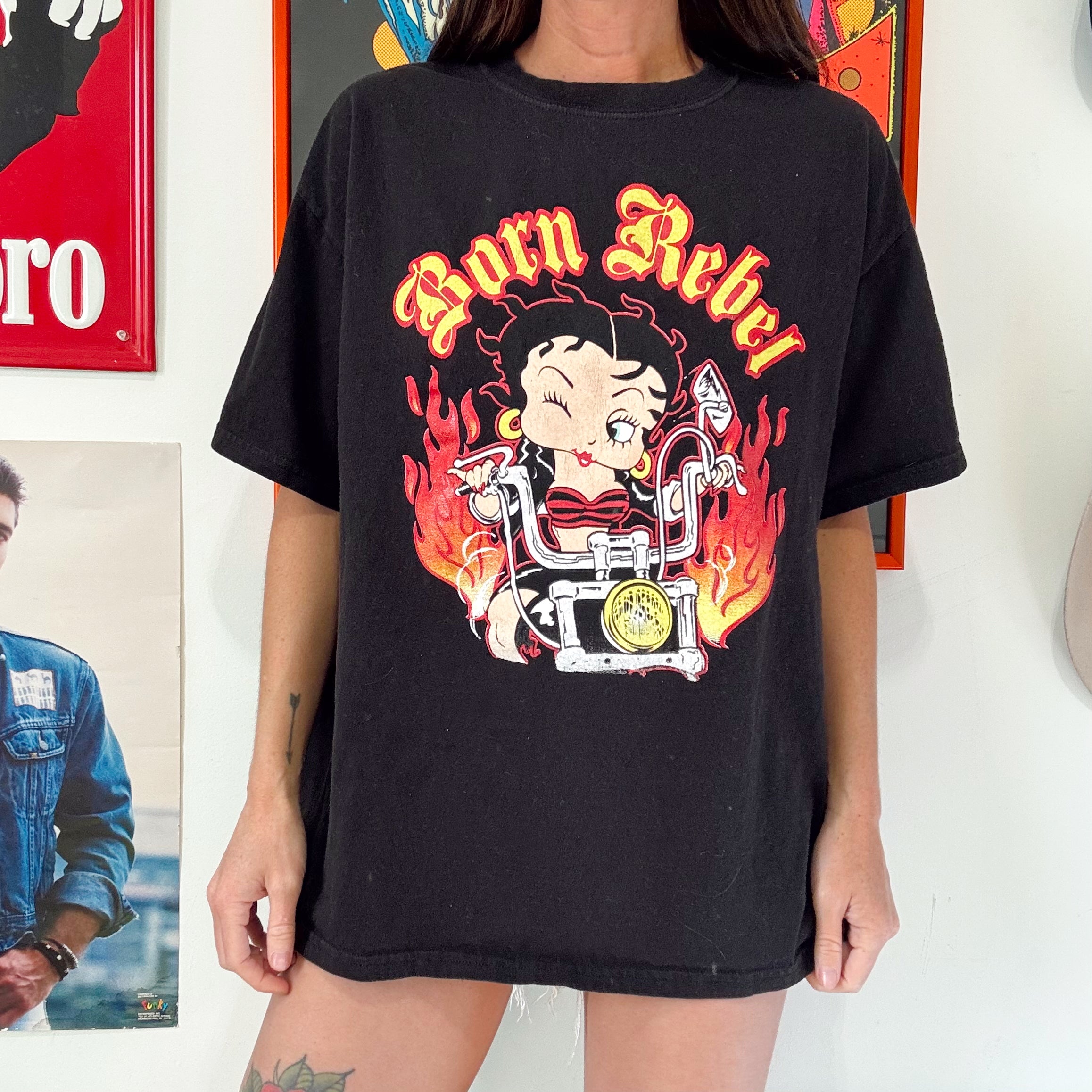 Vintage Betty Boop Biker Born Rebel Tee