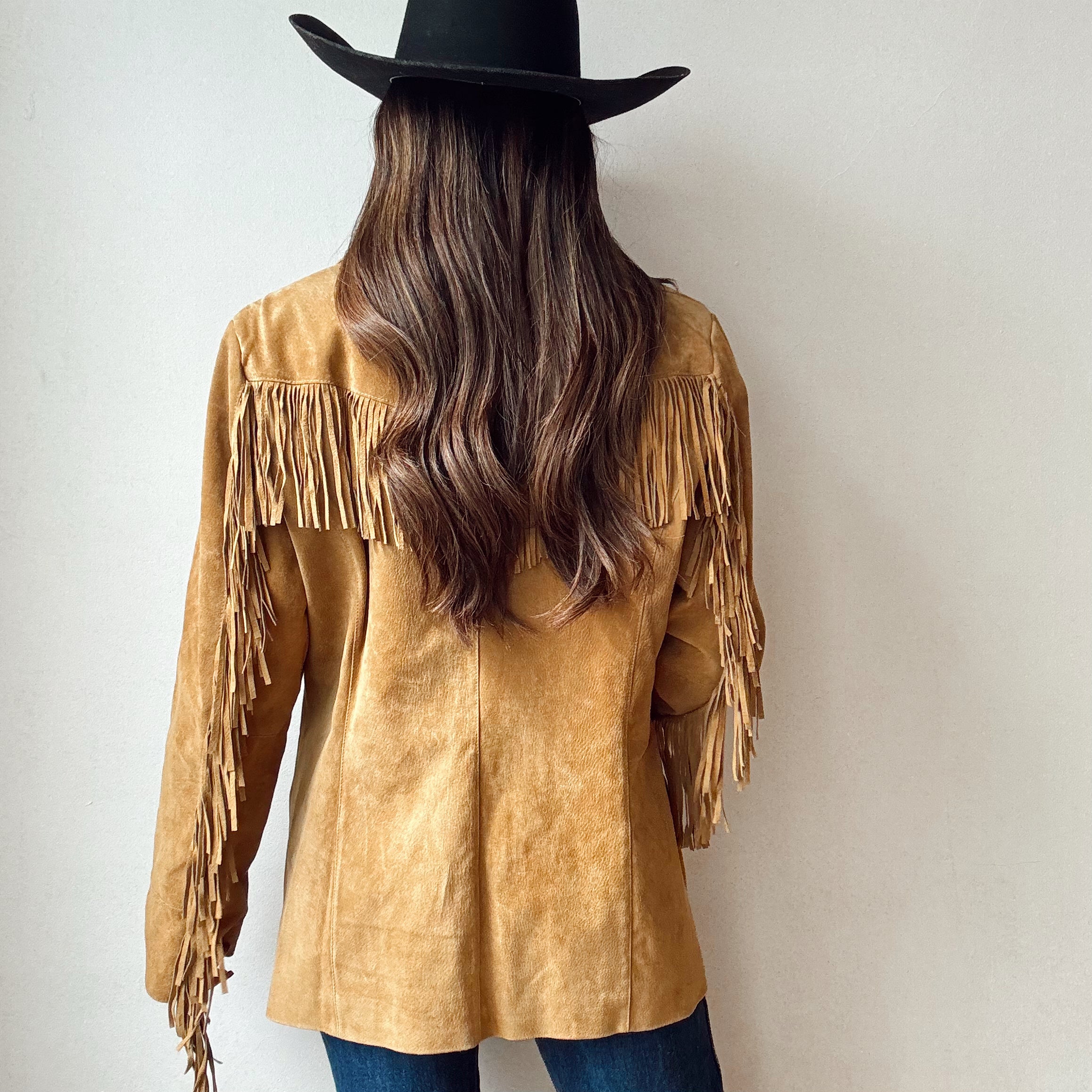 Vintage Tan Suede Fringe Jacket