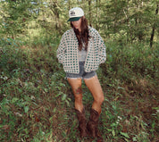 Green Checkered Sherpa Jacket