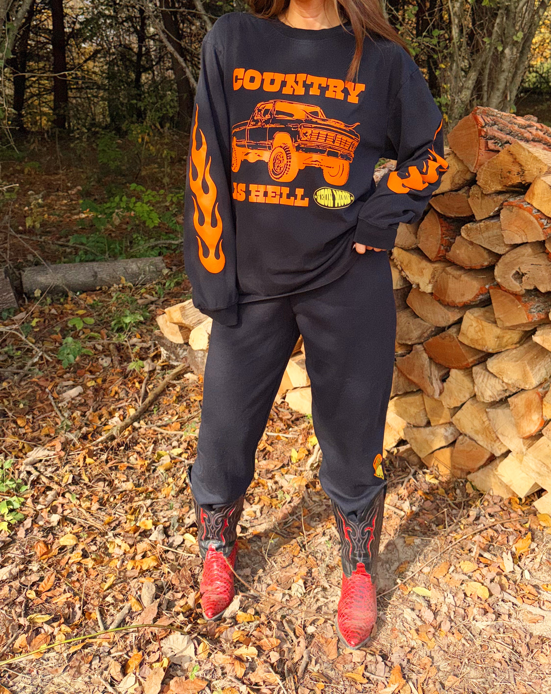 Country As Hell Flame Long Sleeve Shirt