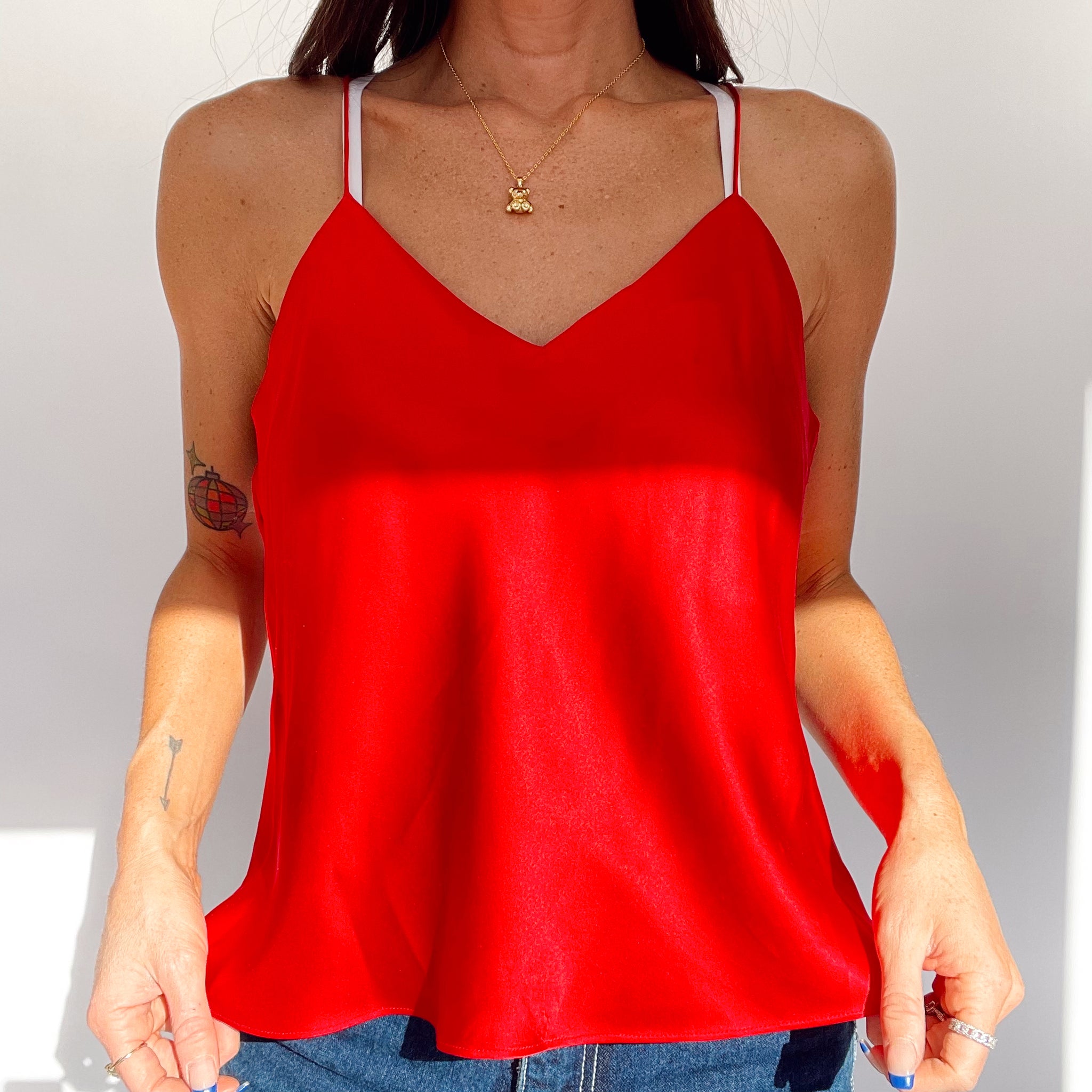 Red satin hot sale tank