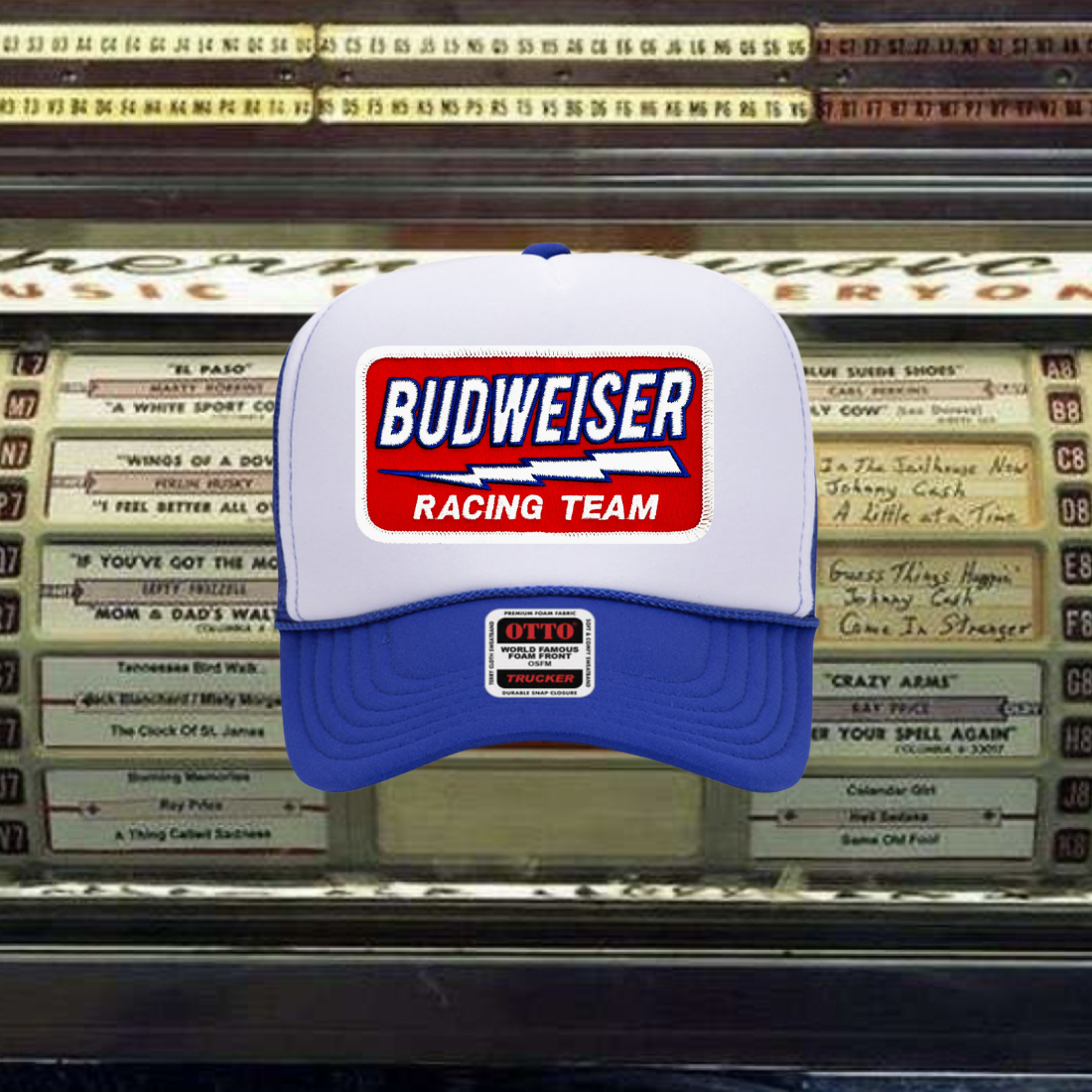 Budweiser Racing Trucker Hat Blue